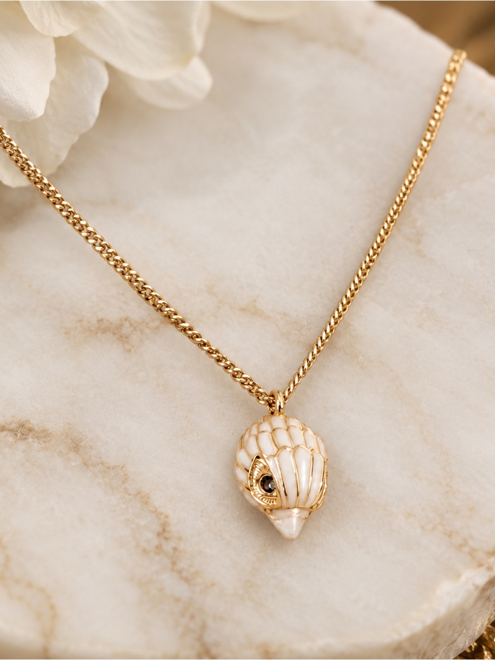 Kurt Geiger White Enamel Eagle Head Necklace